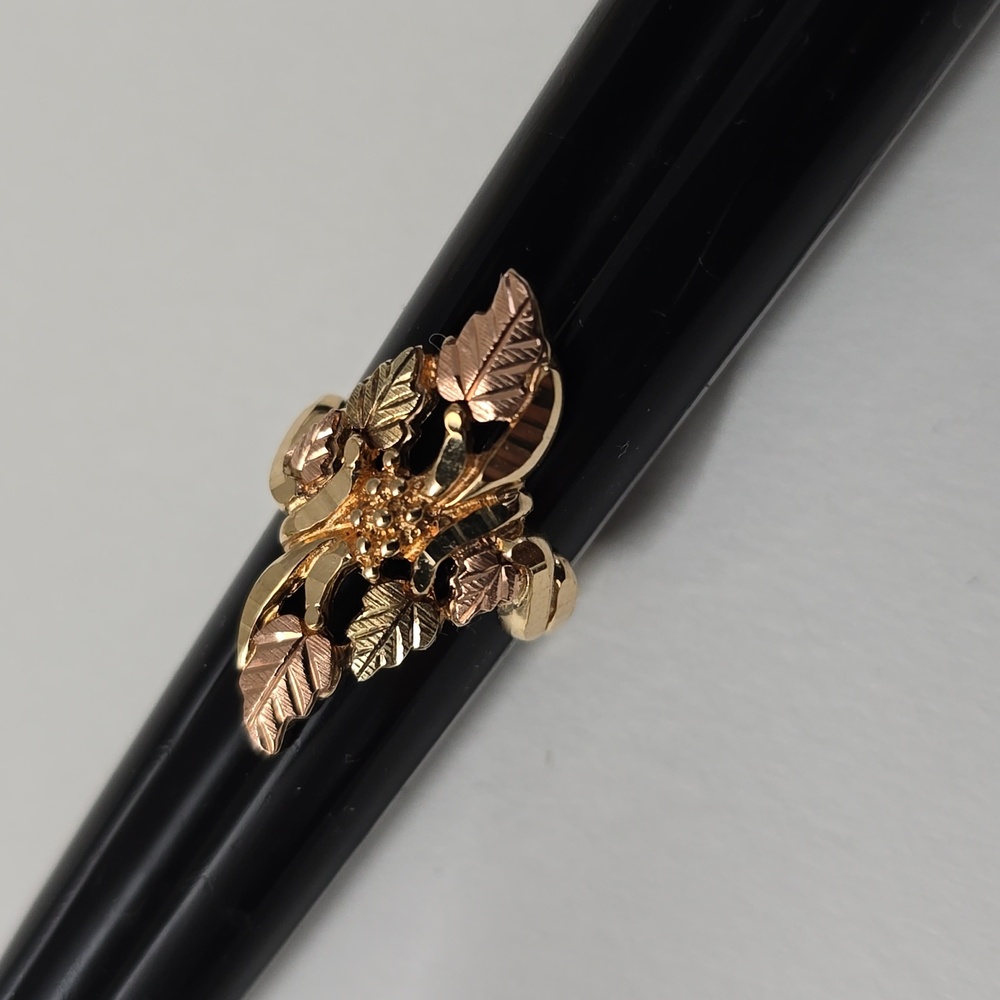 Rare Black Hills 10K Rose Gold Green Leaf Gold Ring In Original Vintage Box - Picture 7 of 10
